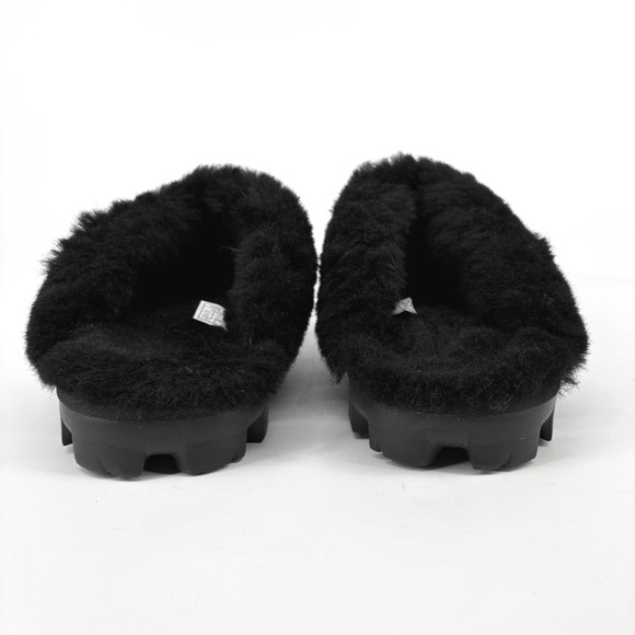 UGG | Coquette Cozy Sheepskin Slip-On Black Fur Shearling Slippers | Sz 10 - Picture 8 of 13